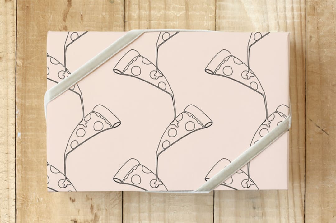 "Pizza Flow" - Wrapping Paper in Blush by erica meade - Front