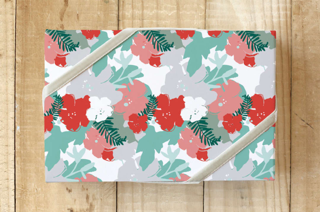 "Festively Floral" - Wrapping Paper in Classic Christmas by Makewells - Front
