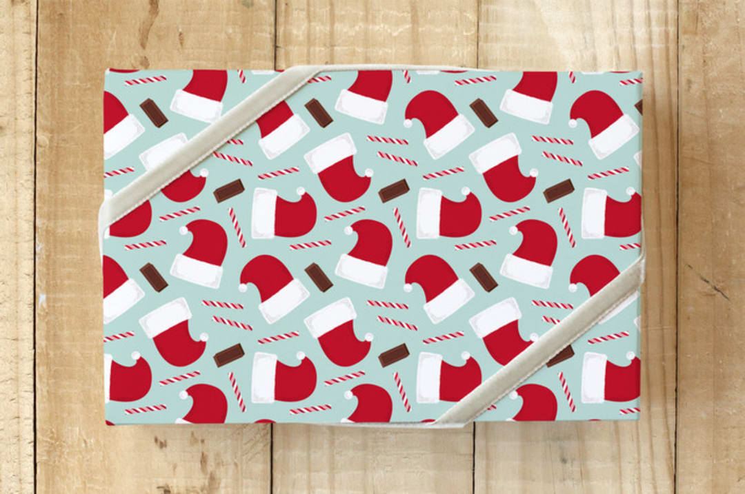 "Sugar Plum" - Wrapping Paper in Mint by Christina Novak - Front