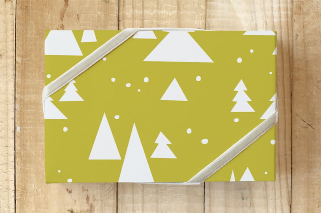 "Tilty Trees" - Wrapping Paper in Lime by Shari Margolin - Front