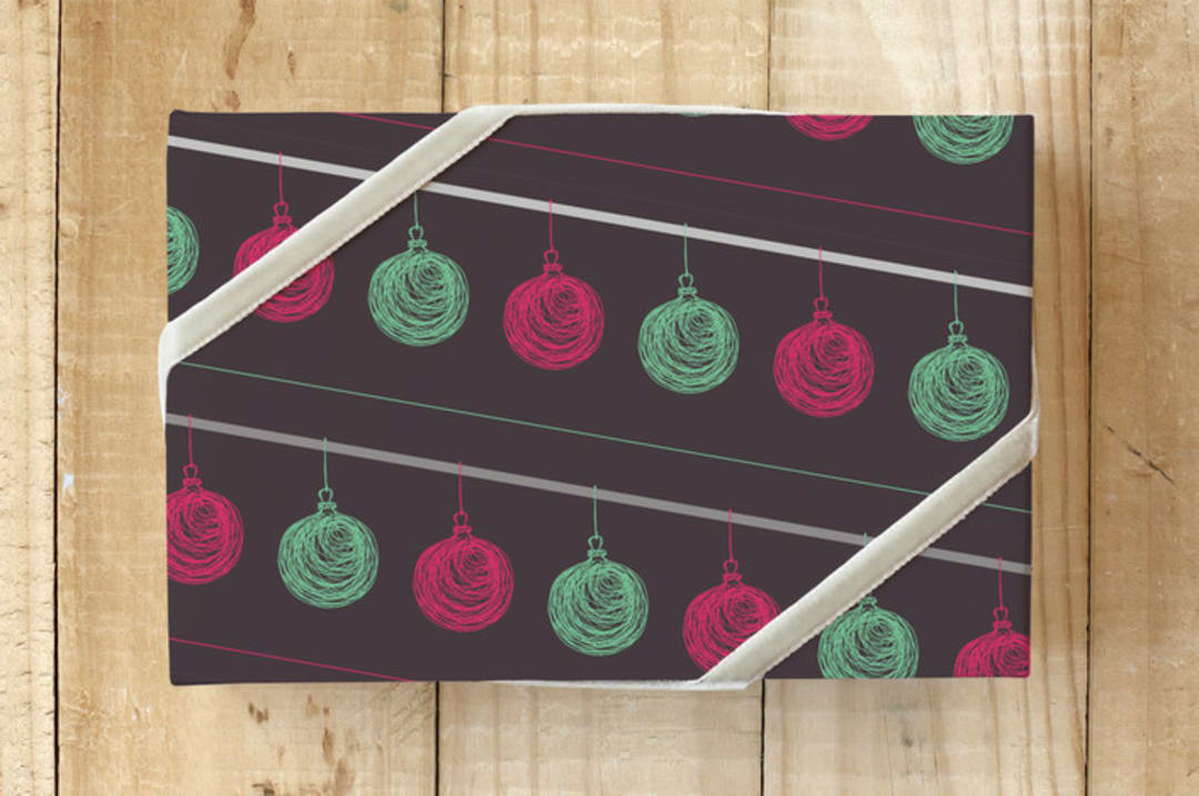 "Doodled Ornaments" - Wrapping Paper in Cocoa by Belia Simm - Front