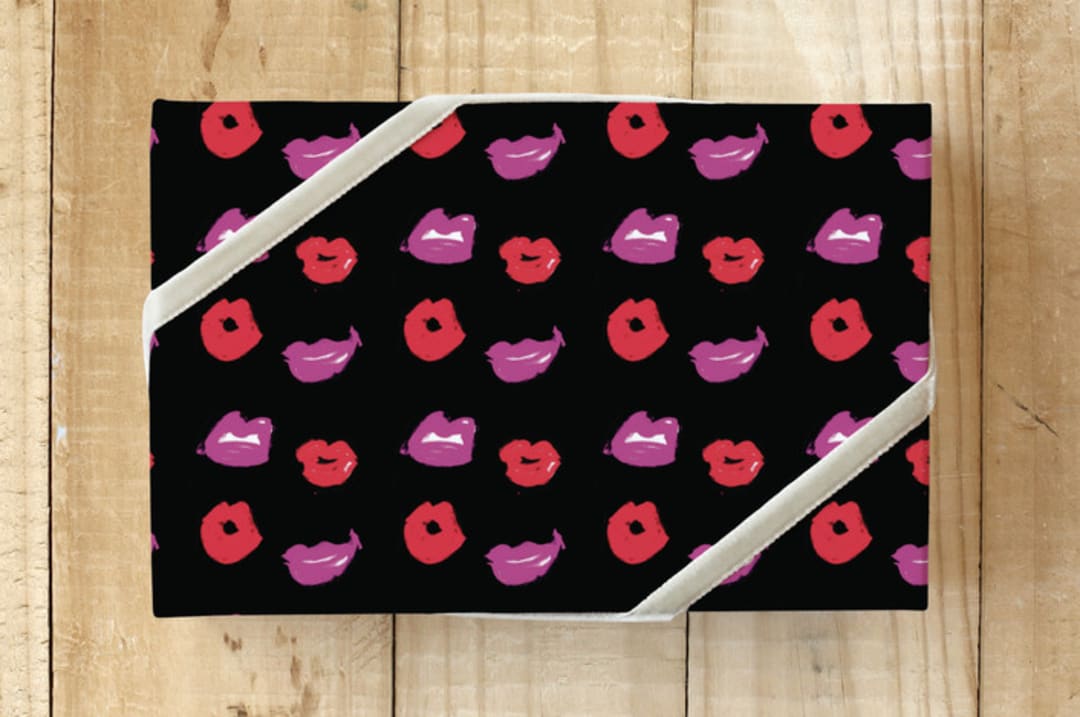 "Kiss and Tell" - Wrapping Paper in Hot Pink by Biljana Kroll - Front