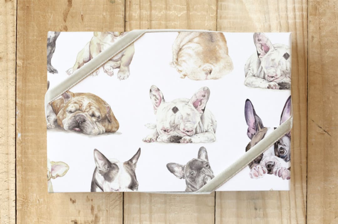 "Wrapped in Frenchies" - Wrapping Paper in Fawn by Lauren Rogoff - Front