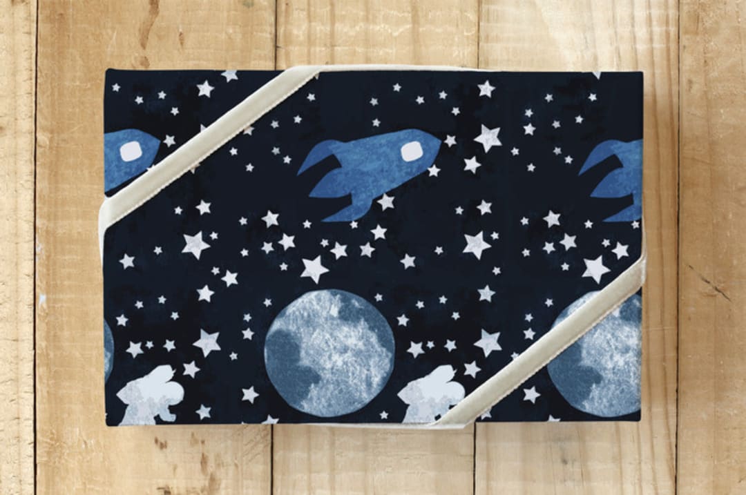 "To the Moon and Beyond" - Wrapping Paper in prussian blue by raven erebus - Front