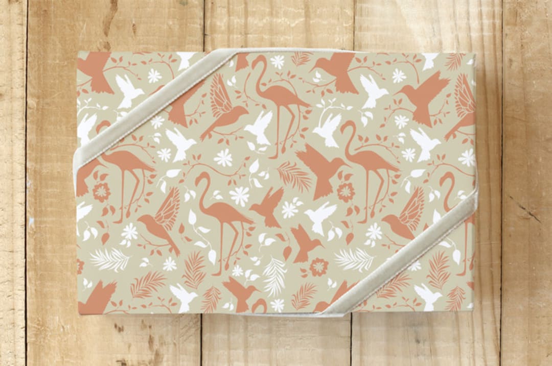"Bird in the Brush" - Wrapping Paper in Natural by Lauren Hughes - Front