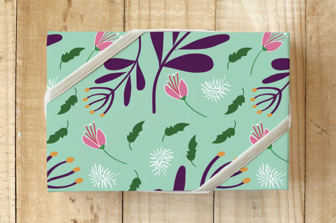 "blown away" - Wrapping Paper in smoky mint by Rushmi - Front