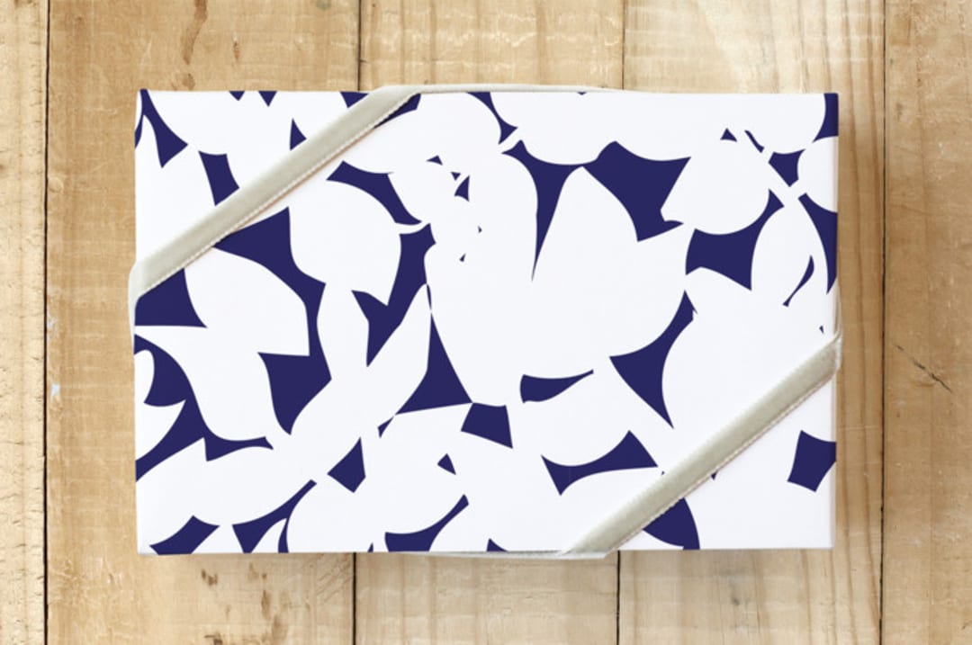 "Blue Contemporary" - Wrapping Paper in Blue and White by Luz Alliati - Front