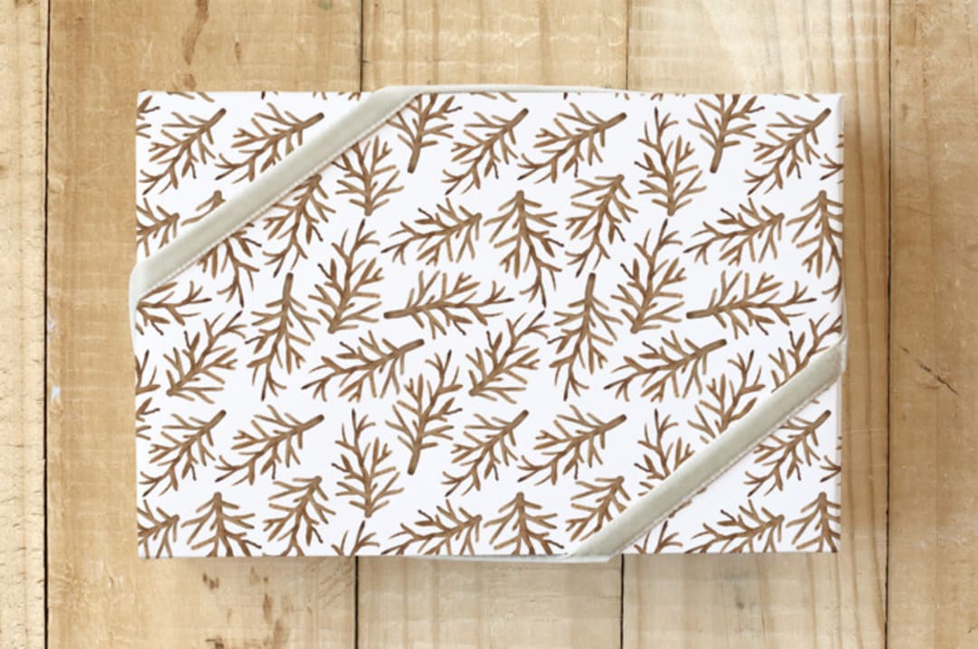 "Woodland Christmastime" - Wrapping Paper in Brown by Luz Alliati - Front