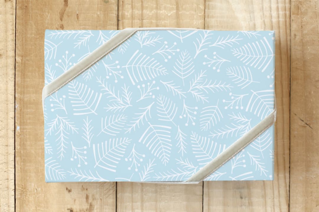 "Peaceful Pine and Berry" - Wrapping Paper in Ice by Jennifer Holbrook - Front