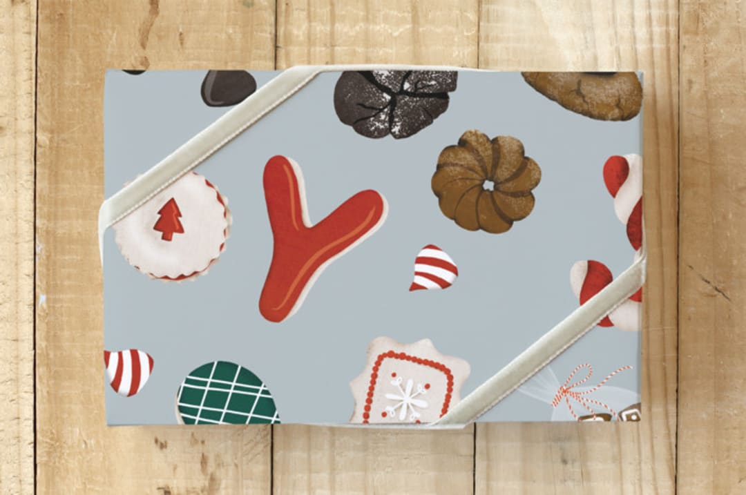 "Cookie Joy" - Wrapping Paper in Frost by Jen Boehler - Front