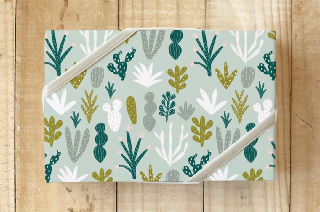 "Succulent + Cacti Dreams" - Wrapping Paper in Sage by Pace Creative Design Studio - Front