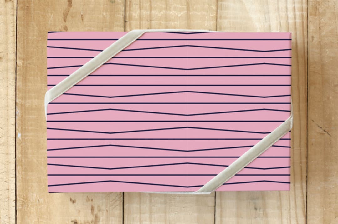 "Holiday Stylish Organic Stripes" - Wrapping Paper in Sassy Pink by Michelle Locklear - Front