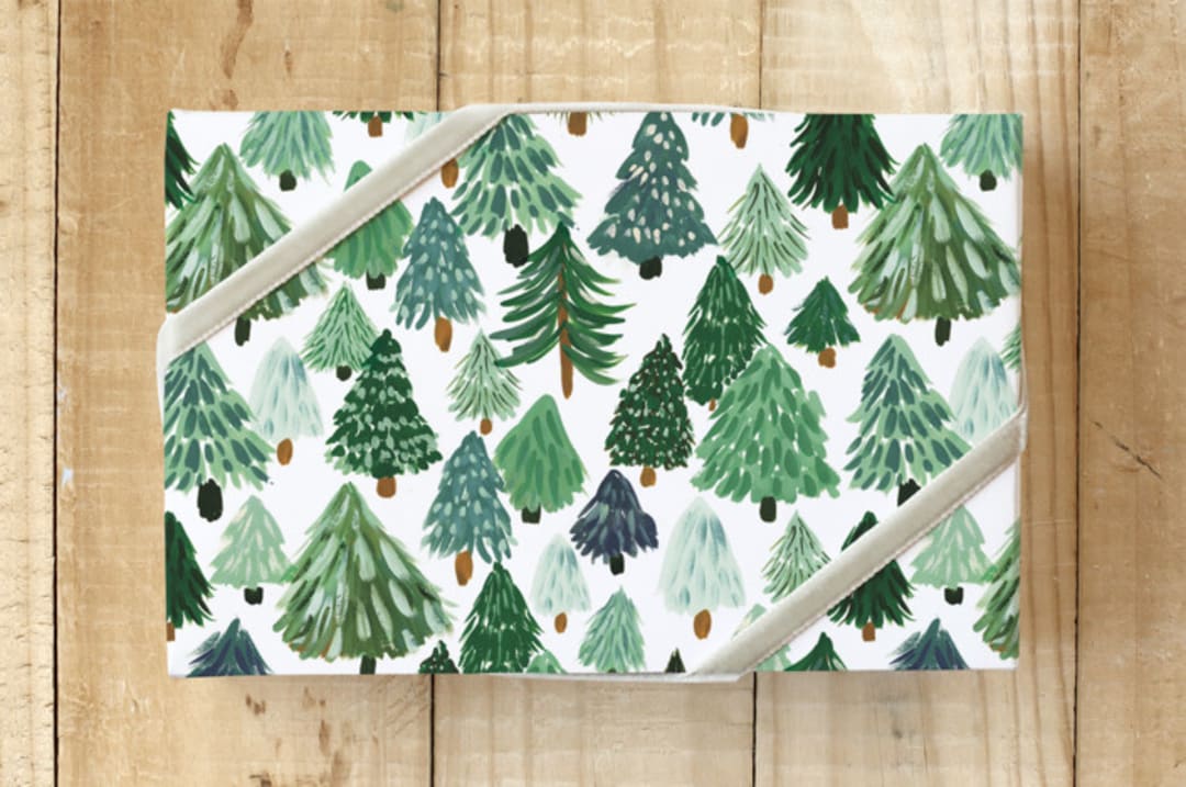 "Painted Winter Forest" - Wrapping Paper in Green by Pace Creative Design Studio - Front