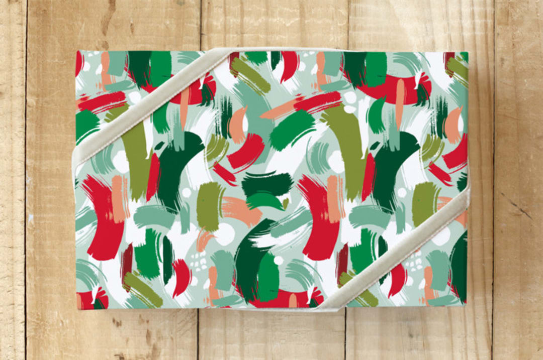 "Holiday Abstract Paint" - Wrapping Paper in Green by Pace Creative Design Studio - Front