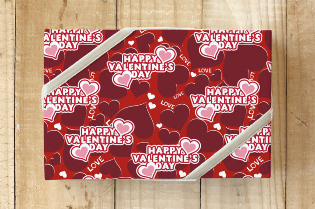 "VALENTINE LOVE" - Wrapping Paper in DEEP RED by Michelle Locklear - Front
