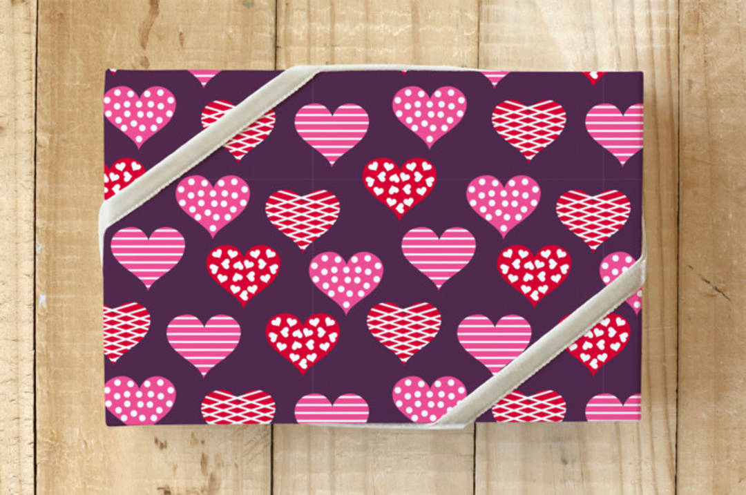 "Valentine Just Hearts" - Wrapping Paper in Deep Purple by Michelle Locklear - Front