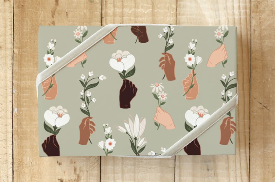 "Peace and Good Will" - Wrapping Paper in olive by Jamie Alexander - Front