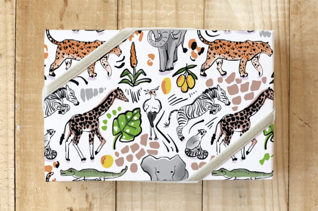 "Wild Animals Sketch" - Wrapping Paper in jungle by Stick and Petal - Front
