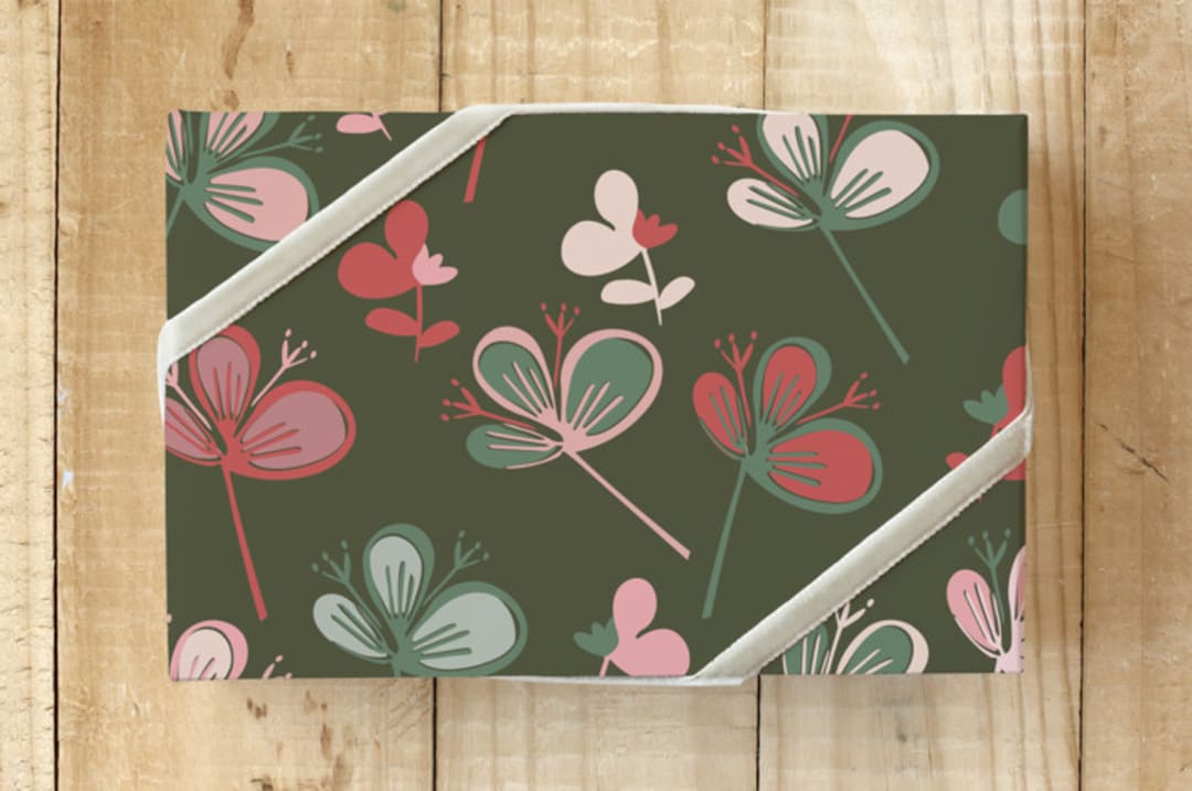 "Playful little flowers" - Wrapping Paper in Green little flowers by Bethania Lima - Front