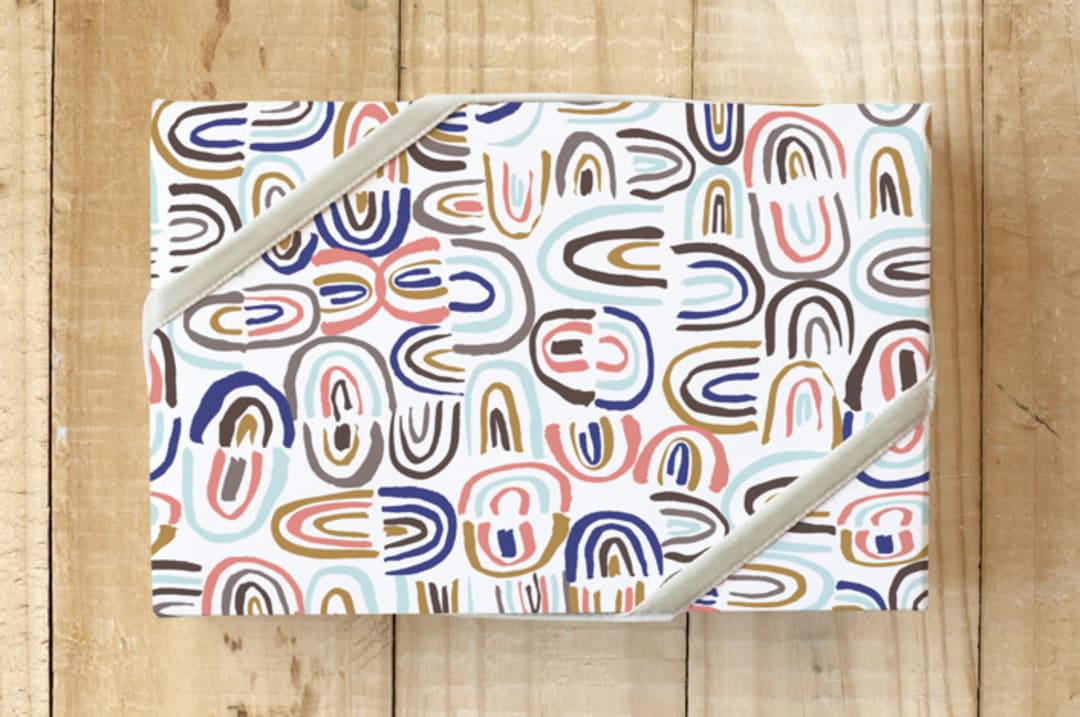 "Sweet little arcs" - Wrapping Paper in blue arc by Bethania Lima - Front