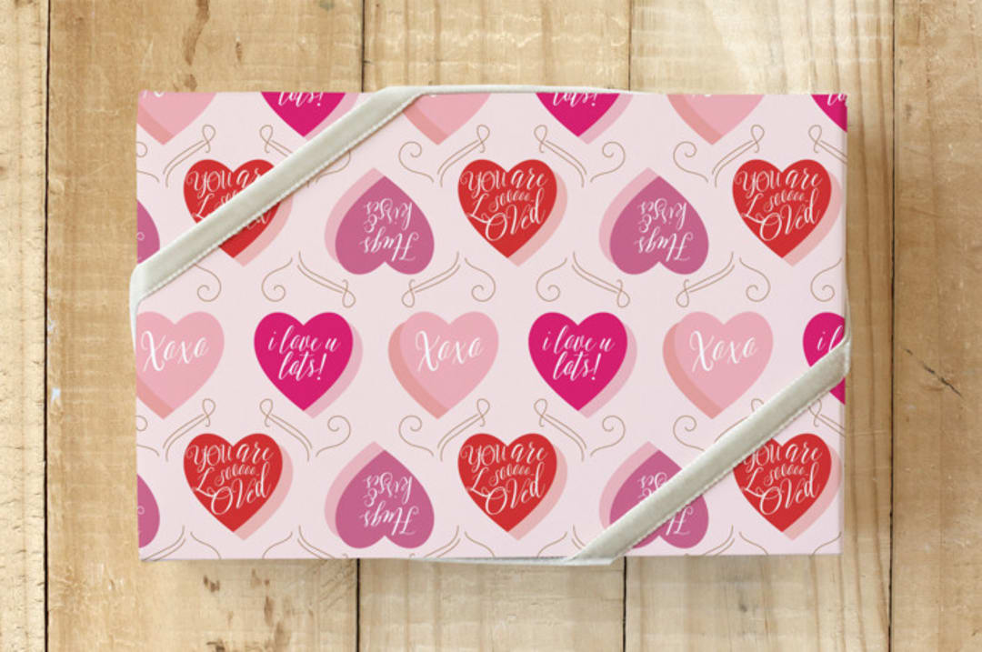 "Little Sweethearts" - Wrapping Paper in Pink Sugar by Zhay Smith - Front