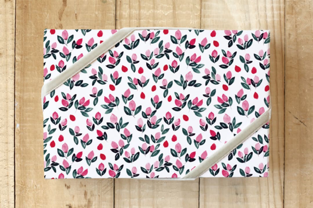 "Little Flowers Wrapping Paper" - Wrapping Paper in Pink Petal by Stick and Petal - Front