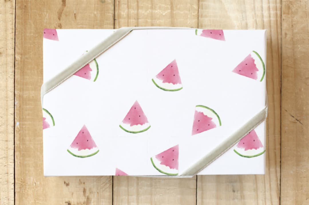 "Watermelons Wrapping Paper" - Wrapping Paper in Juicy Watermelon by Stick and Petal - Front