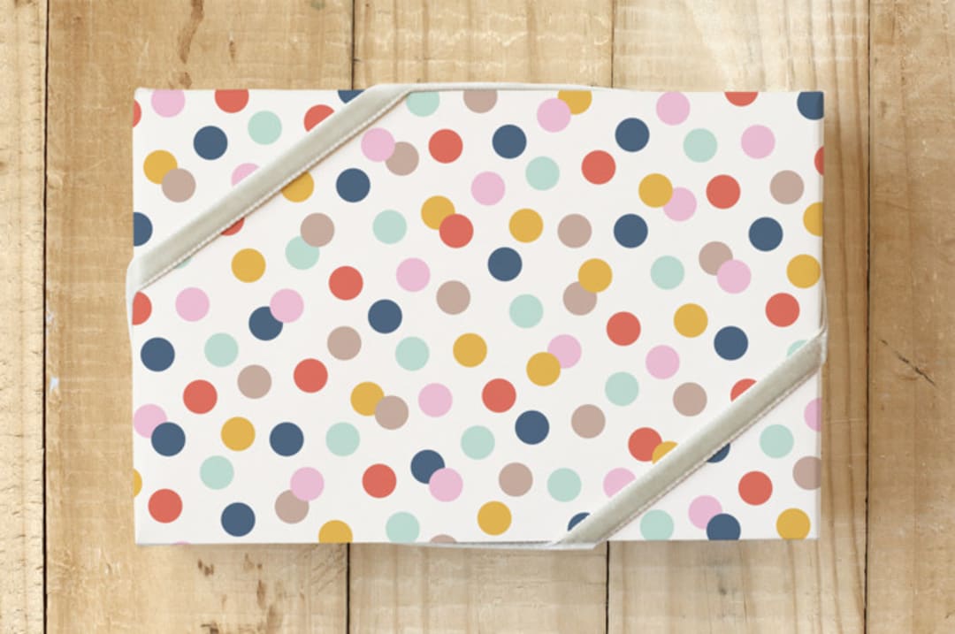 "Circus Confetti Gift Wrap" - Wrapping Paper in Navy by Amber Barkley - Front