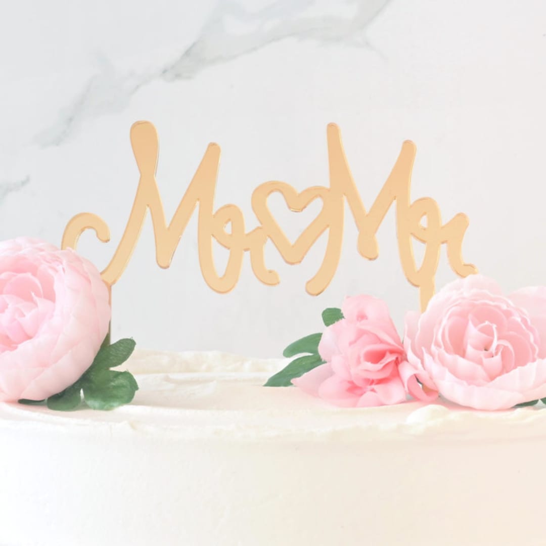 "Mr & Mr Cake Topper, Gold" - Cake Toppers in gold by Em and Me Studio