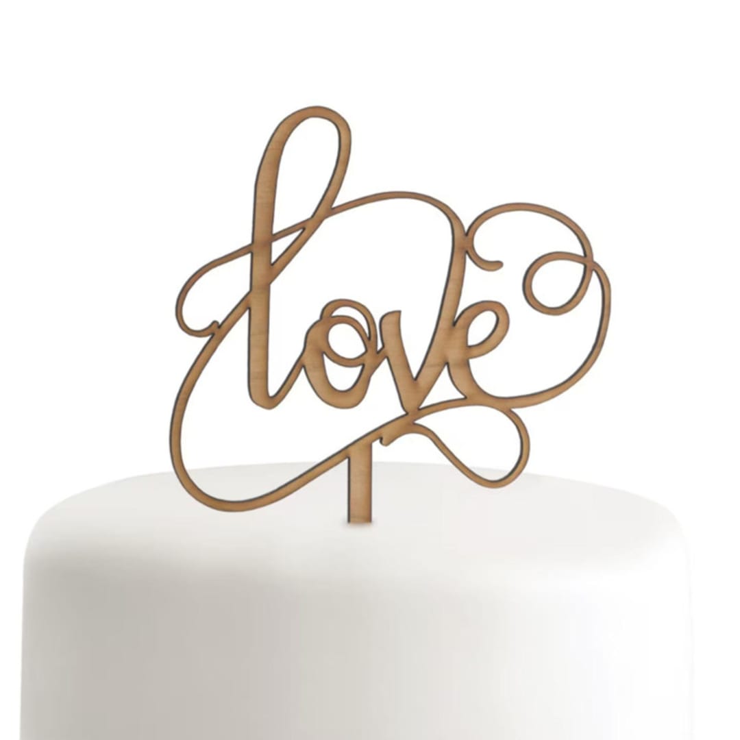 Love Wooden Cake Topper Pick