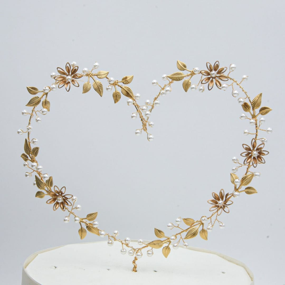 "Gold Floral Heart Cake Topper" - Cake Toppers in gold by BE something new