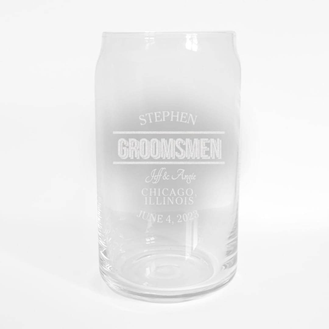 Engraved Groomsmen Glass Beer Can Glass