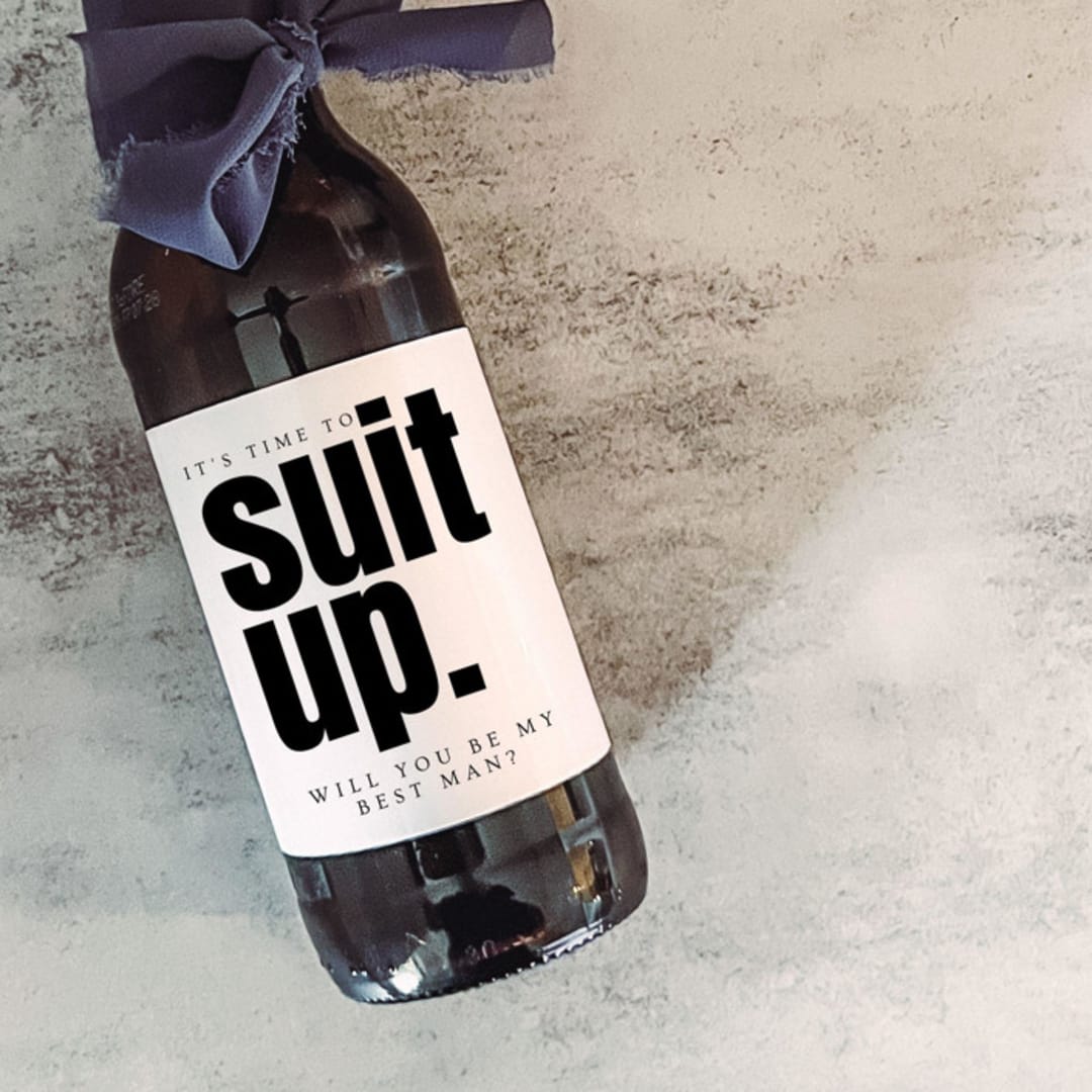 Set of 6 Best Man Beer Bottle Labels | Suit Up