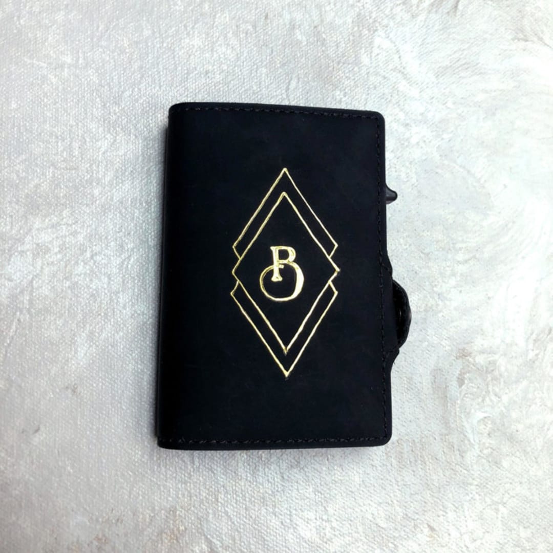 Custom Wallet Men - Art Deco Initial