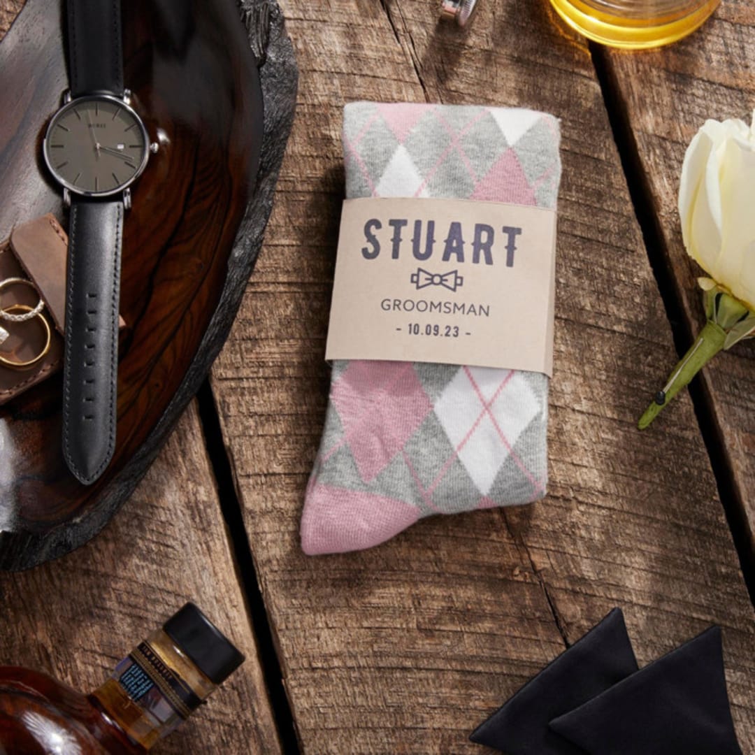 Wedding Dress Socks with Custom Kraft Label