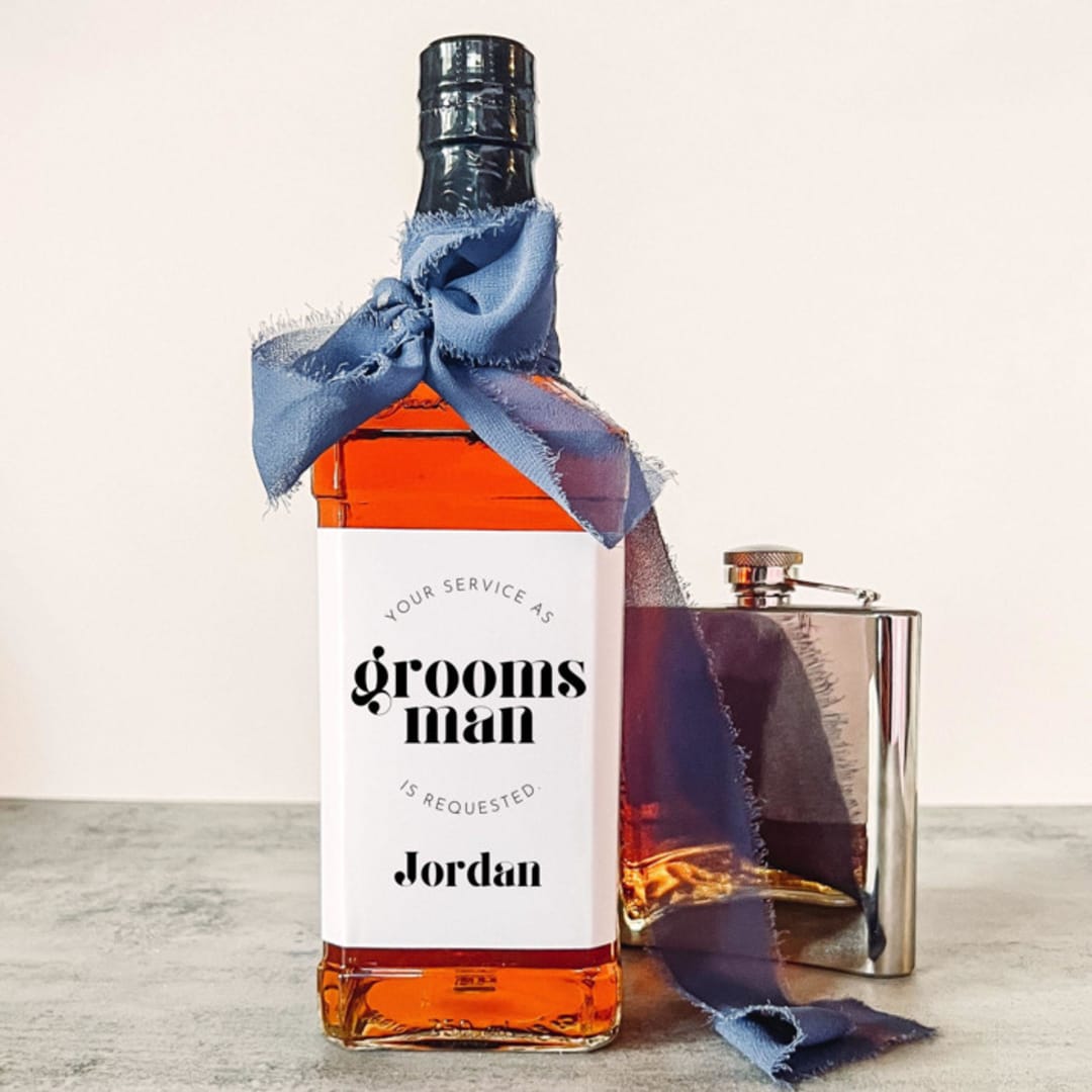"Personalized Groomsman Liquor Bottle Label Gift" - Groomsmen Gifts in white by The Pretty Little Mess
