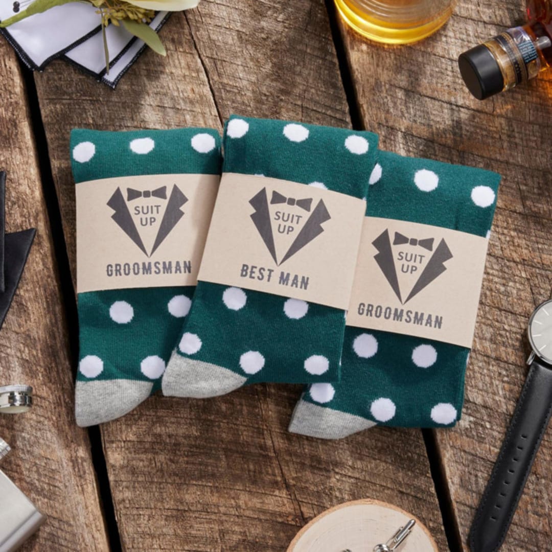 Wedding Dress Socks with Suit Up Kraft Label