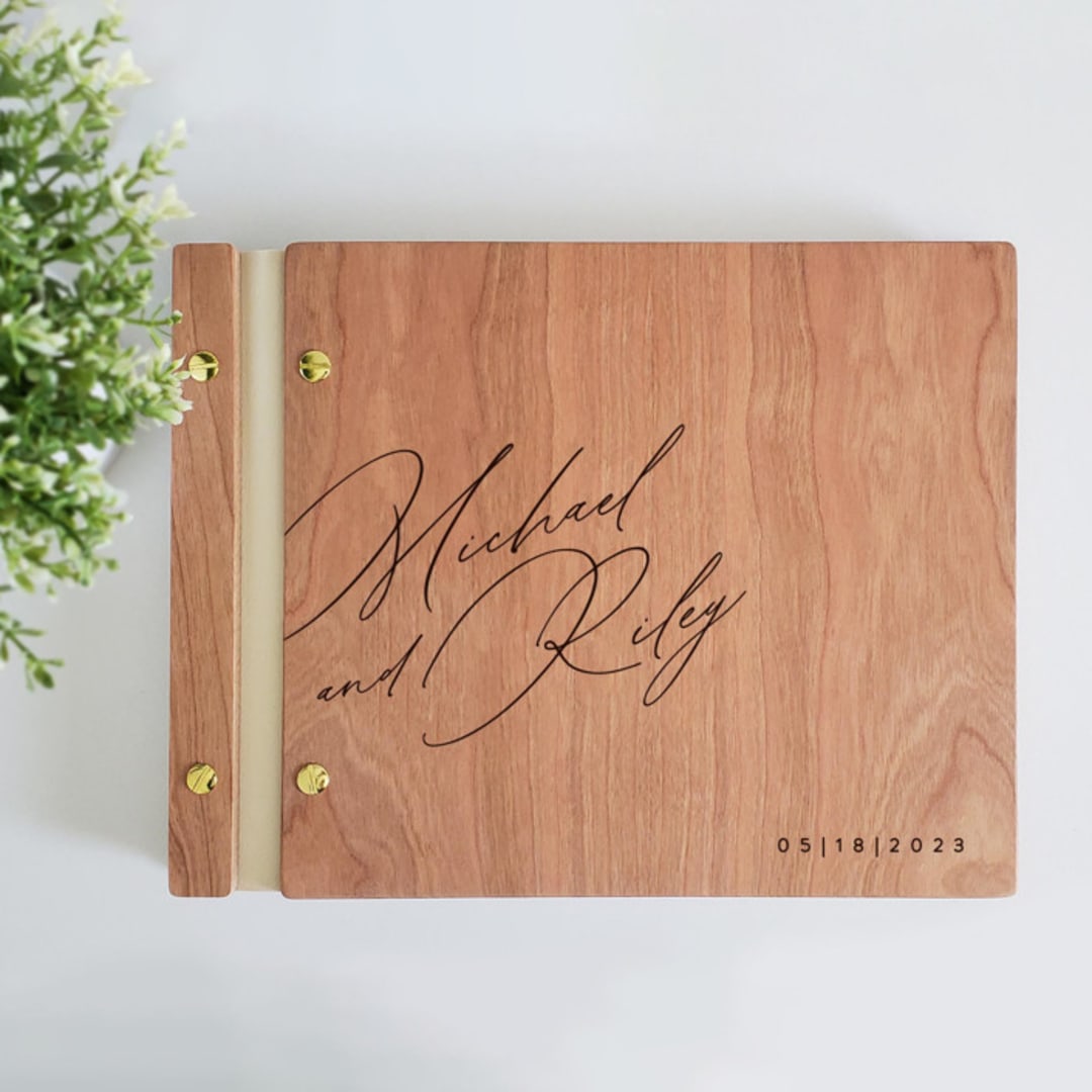 "Wedding Guest Book | Cherry Wood | 8.5 x 11" - Guest Books in beige by Katrina Mejia