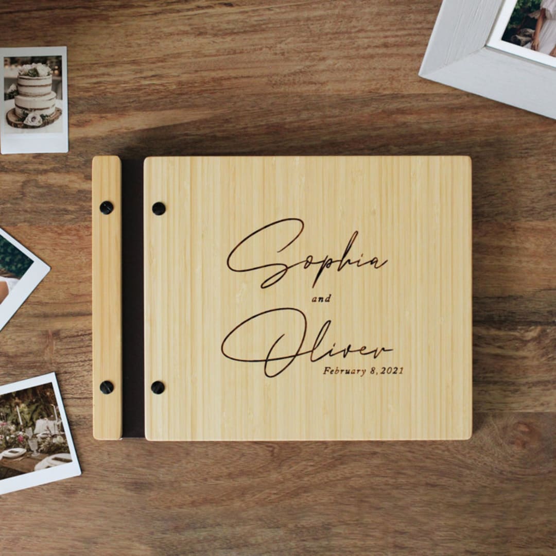 "Modern Wedding Guest Book | Natural Bamboo | 8.5 x 11" - Guest Books in black by Katrina Mejia