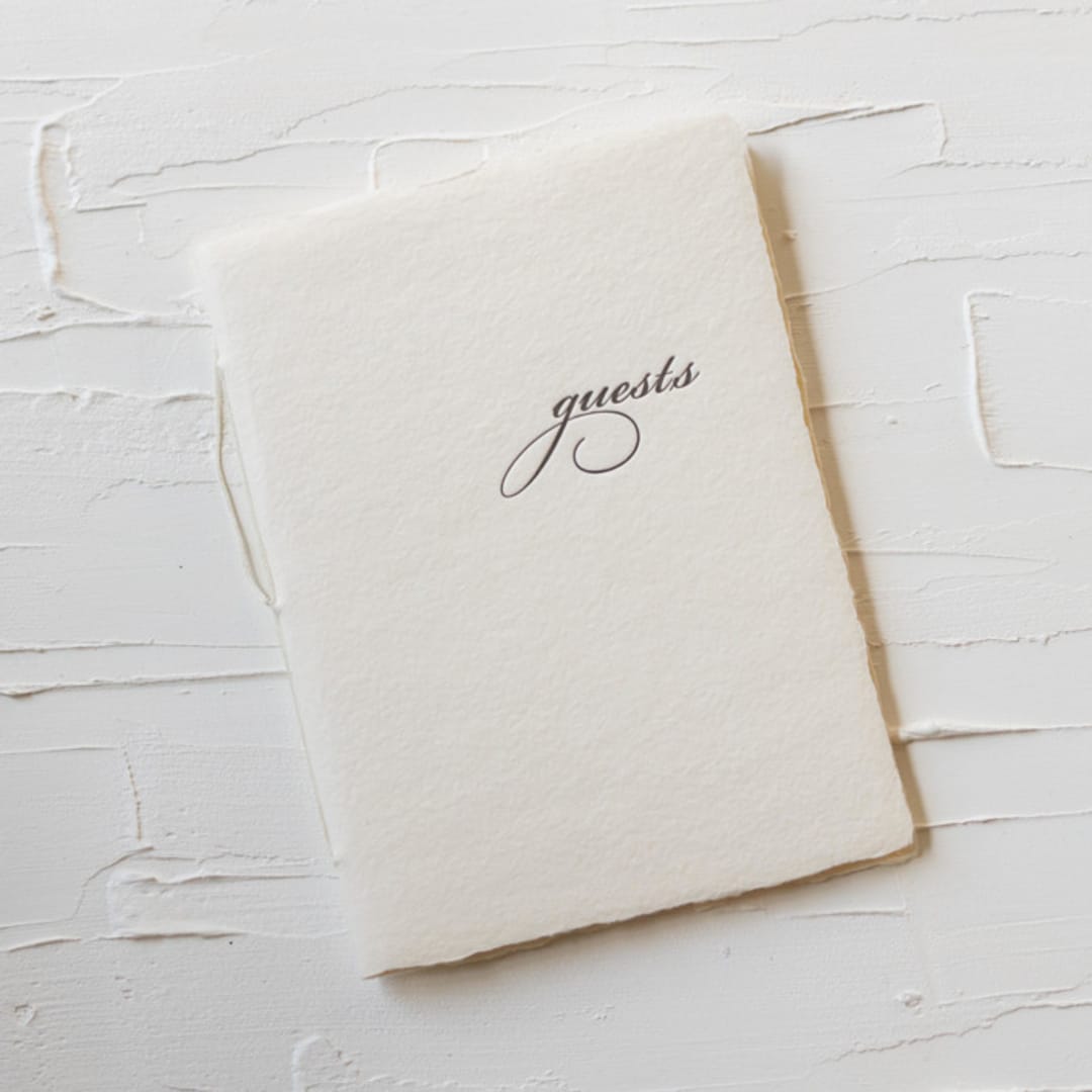 Cream Handmade Paper Letterpress Mini Guest Booklet