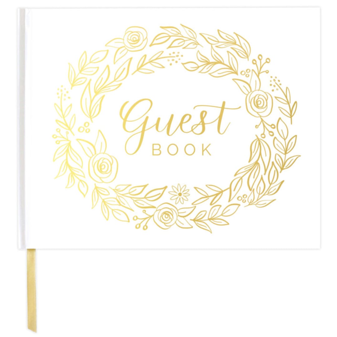 "Gold Floral Guest Book" - Guest Books in gold by bloom Daily Planners