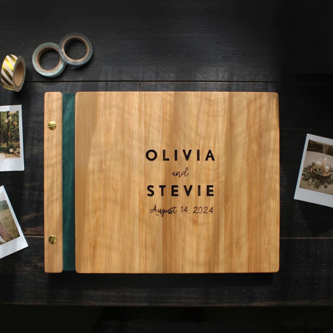 Custom Photo Booth Wedding Guest Book | Amber Bamboo | 8.5 x 11