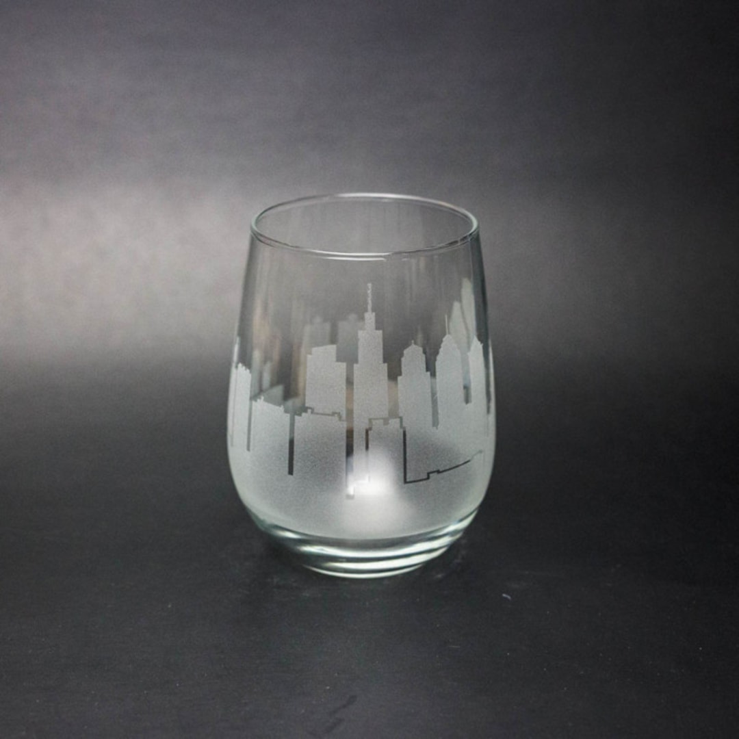 "Philadelphia, Pennsylvania Skyline Stemless Wine Glass" - Drinkware in clear by stephanie miller 1