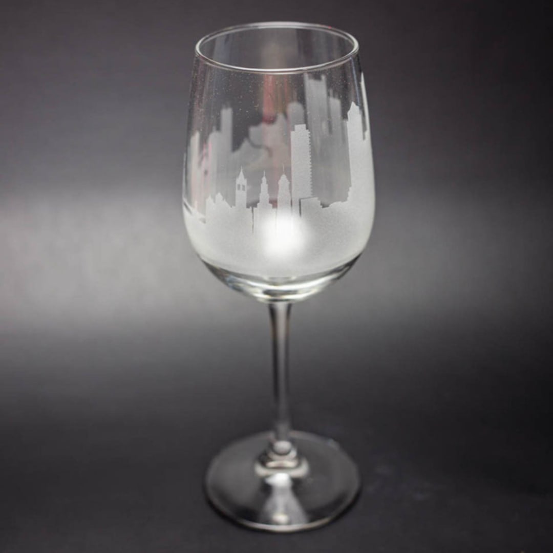 "Boston Massachusetts Skyline Stemless Wine Glass" - Drinkware in clear by stephanie miller 1