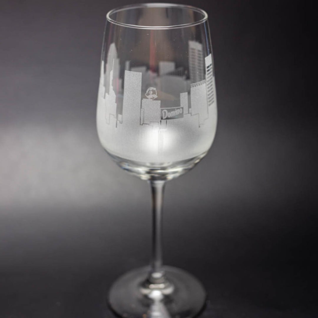 "Baltimore, Marlyand Skyline Wine Glass" - Drinkware in clear by stephanie miller 1