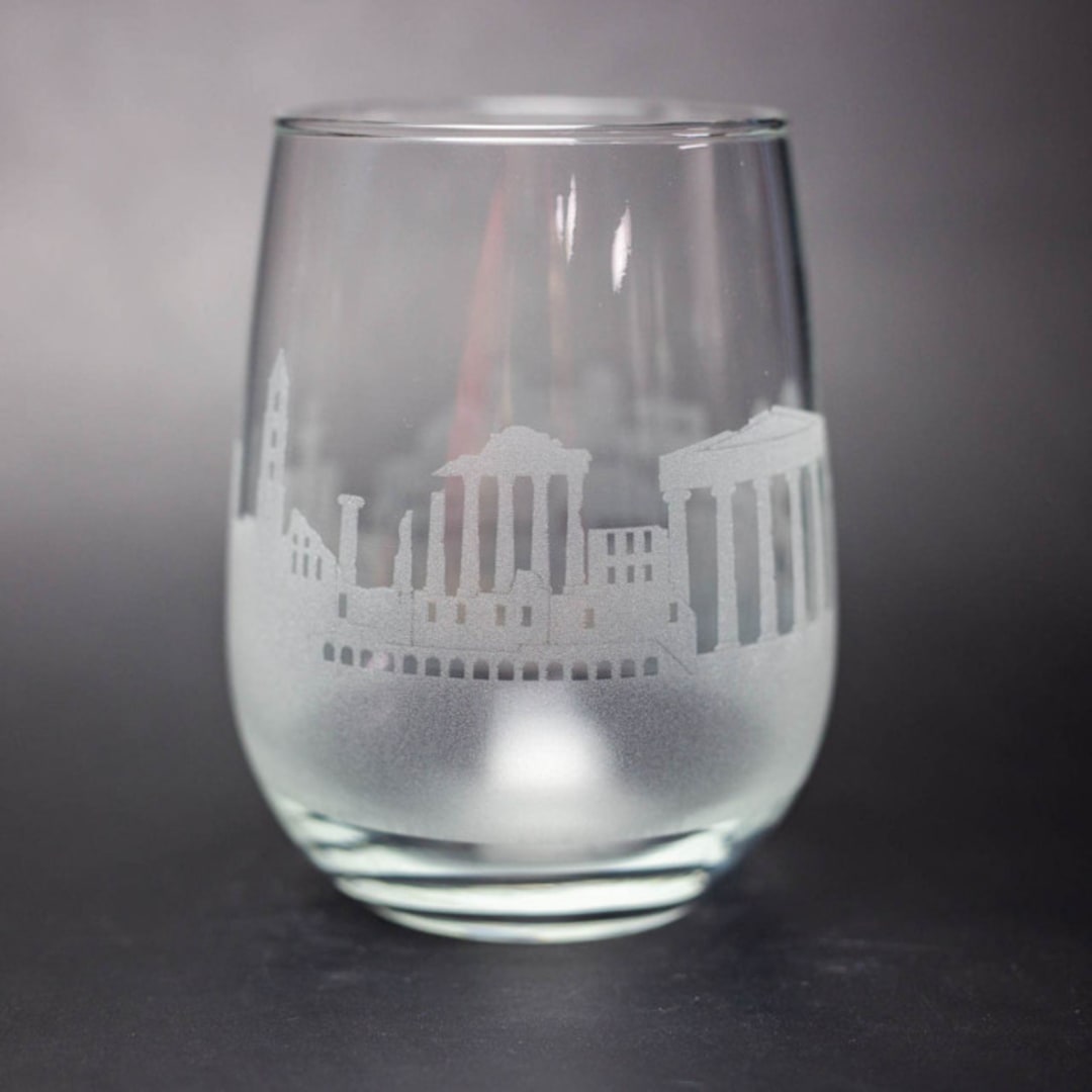 "Athens, Greece Skyline Stemless Wine Glass" - Drinkware in clear by stephanie miller 1