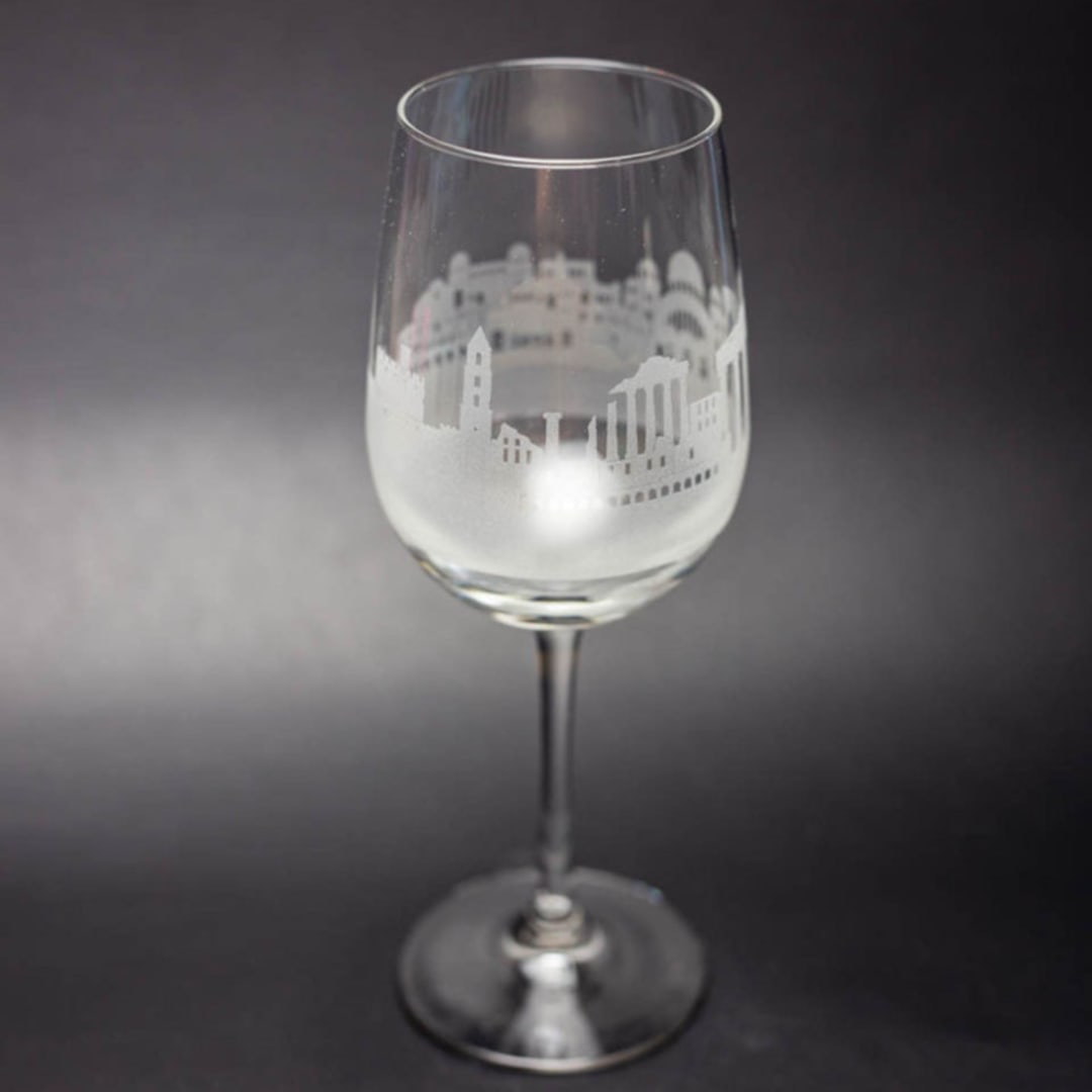 "Athens, Greece Skyline Wine Glass" - Drinkware in clear by stephanie miller 1