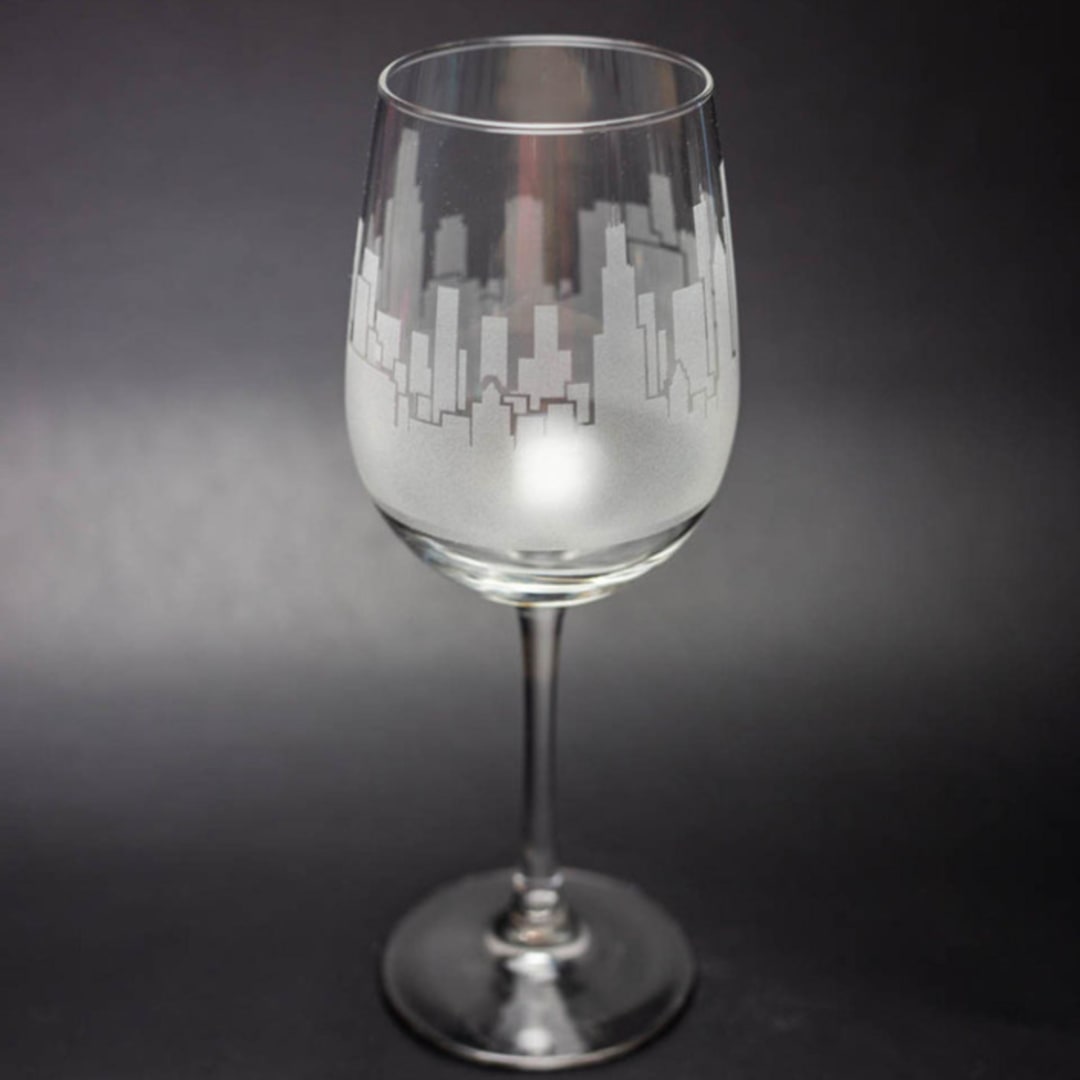 "Chicago, Illinois Skyline Wine Glass" - Drinkware in clear by stephanie miller 1