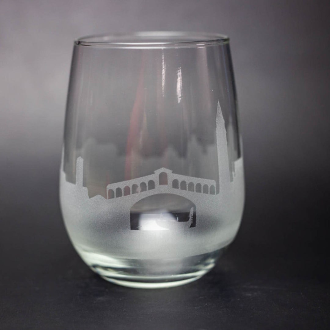 "Venice, Italy Skyline Stemless Wine Glass" - Drinkware in clear by stephanie miller 1