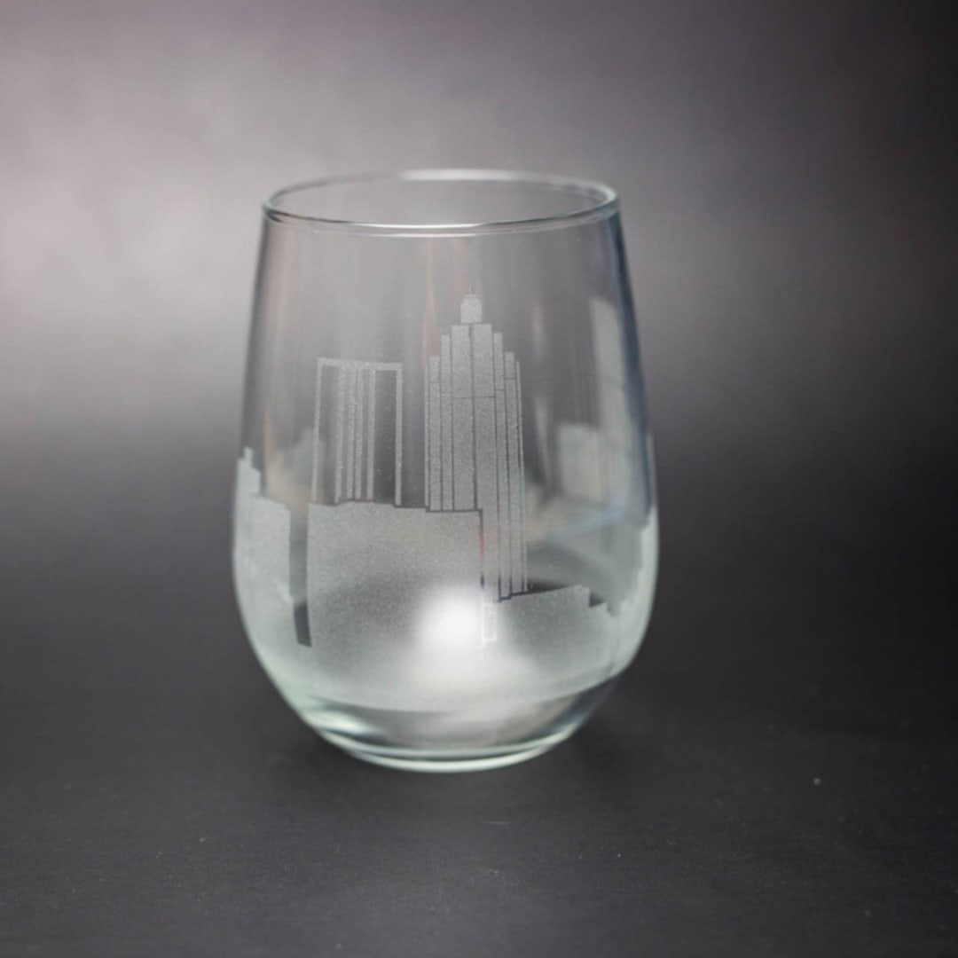 "Atlanta, Georgia Skyline Stemless Wine Glass" - Drinkware in clear by stephanie miller 1